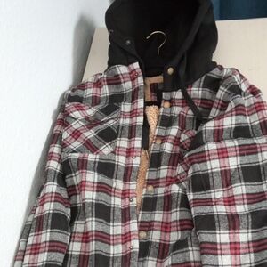 Plaid Hooded Shirt Jacket